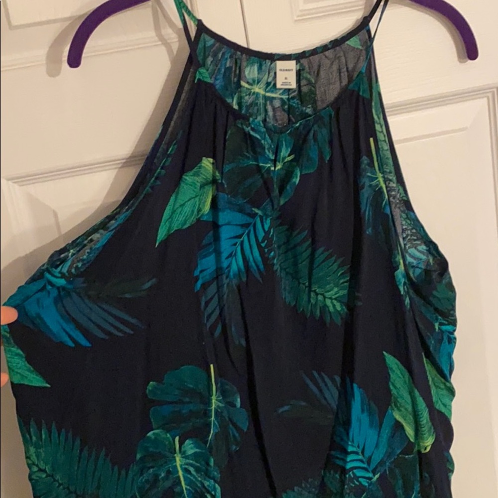 Old Navy Keyhole Style Tanktop navy blue and green